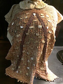 Pre-Columbian clothing made of Spondylus shell beads, La Florida archaeological site (Quito, Ecuador)