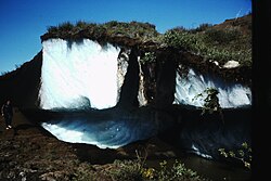 Injection ice in a pingo, Mackenzie delta area