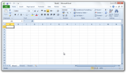 Microsoft Excel 2010 running on Windows 7