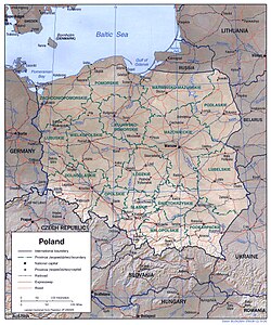 Relief map of Poland