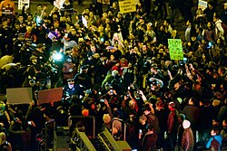 Anti-Trump protesters outside arena as Chicago rally is shut down on March 11, 2016