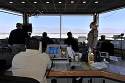 Inside the Air traffic control tower at Bagram Airfield in Parwan Province