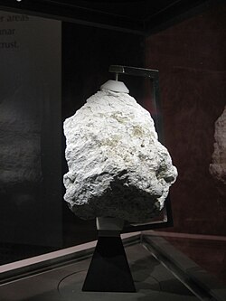Lunar ferroan anorthosite (plagioclase feldspar) collected by Apollo 16 astronauts from the Lunar Highlands near Descartes Crater