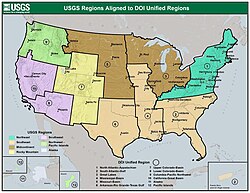 The USGS regions of the United States