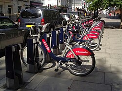 Santander Cycle Hire, near Victoria in Central London