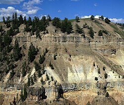 Columnar basalt flows in Yellowstone National Park, US