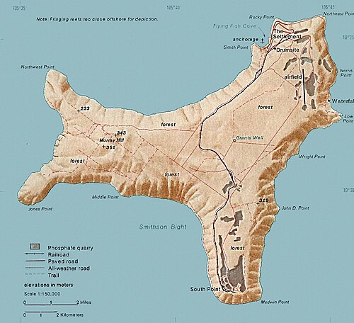 Christmas Island map (1976)
