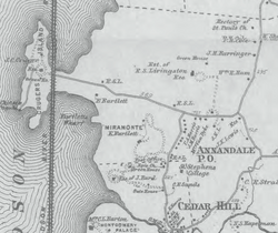 A map c. 1867 showing the various estates in the Town of Red Hook