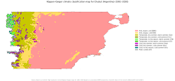 Köppen climate map of Chubut, Argentina