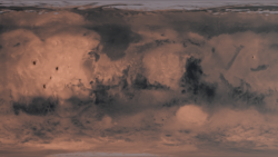 Mars surface map rendered using a color map and a heightmap from NASA