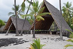 More recent larger hale in Puʻuhonua o Hōnaunau National Historical Park, the Big Island of Hawaii