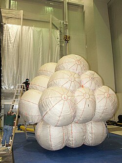 Inflated airbag in the lab