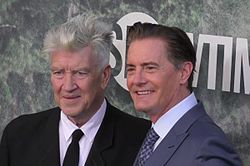 Lynch (left) with Kyle MacLachlan at the 2017 premiere of Twin Peaks's third season