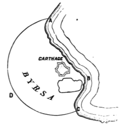The ancient city of Carthage was the solution to an isoperimetric problem, according to a legend recounted by Lord Kelvin:[150] those lands bordering the sea that Queen Dido could enclose on all other sides within a single given oxhide, cut into strips.