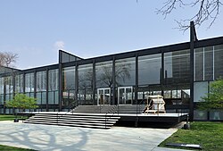 S. R. Crown Hall in Chicago, listed under criteria B and C for its association with architect Ludwig Mies van der Rohe and its modernist design