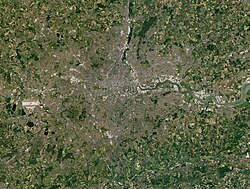 Satellite view of London in June 2018