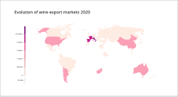 The world wine export 2020 shows the annual wine export production of various countries.
