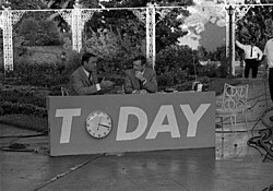 Hugh Downs (right) interviewing Florida Governor Claude Kirk at the 1968 Republican National Convention