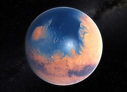 Artist's impression of Mars four billion years ago
