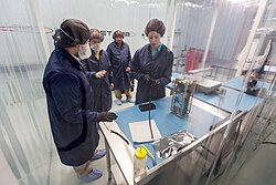 Payload preparation inside a Rocket Lab facility at Huntington Beach, California