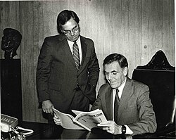 Menino with Mayor Raymond Flynn during Menino's tenure as a City Councilor