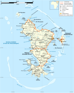 Road map of Mayotte (in French)