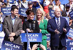 The Palins and McCains campaigning in Fairfax, Virginia, September 10, 2008, following the Republican National Convention