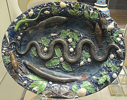 Workshop of Palissy, rusticware platter, 1575–1600