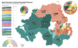Map showing the results of the 2022 Northern Ireland Assembly election