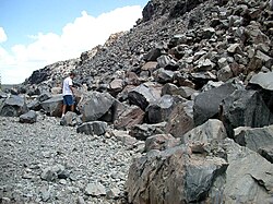Obsidian debris (talus), Obsidian Dome, California.