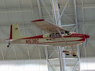 Jerrie Mock's Spirit of Columbus, a Cessna 180, is displayed at the National Air and Space Museum.