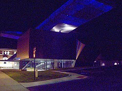 Akron Art Museum with lighted roof cloud