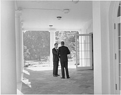Kennedy confers with Attorney General Robert Kennedy; c. October 1962