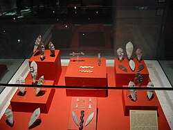 Flint blades on display at the museum of the Templo Mayor in Mexico City.