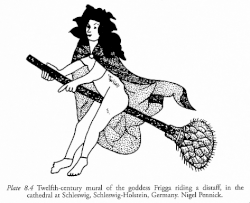 An illustration of what may be Frigg in the Schleswig Cathedral.