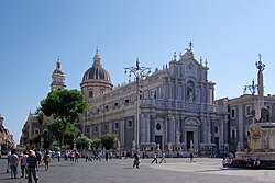 Giovanni Battista Vaccarini's Duomo façade (1736) is an example of the city's Sicilian Baroque architecture.