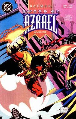 Azrael temporarily assumed the role of Batman during Knightfall. Art by Joe Quesada.