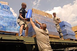 The National Guard delivering water during the 2014 event