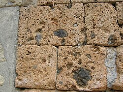Etruscan tuff blocks from a tomb at Banditaccia, Italy