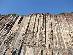 Hexagonal volcanic tuffs at East Dam of High Island Reservoir