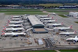 Heathrow Airport is the busiest airport in Europe as well as the second busiest in the world for international passenger traffic (Terminal 5C is pictured).