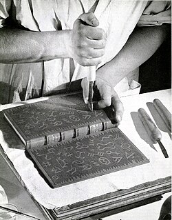 Detailed blind tooling of a book binding