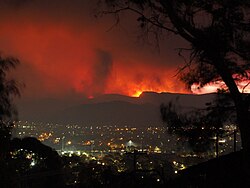The Orroral Valley Fire viewed from Tuggeranong in southern Canberra