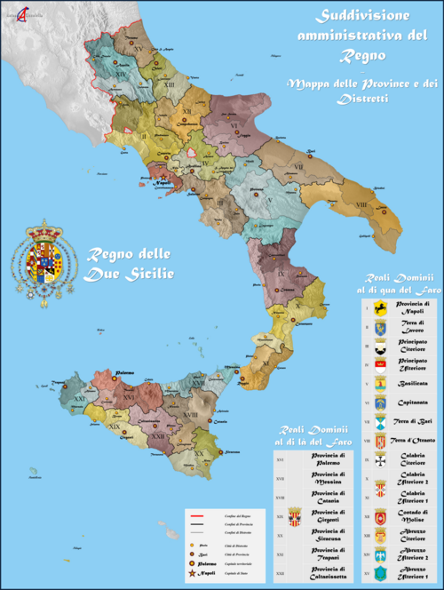 Departments and Districts of Kingdom of the Two Sicilies