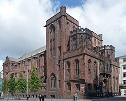 The Grade-I listed John Rylands Library on Deansgate