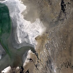 Landsat image of the Aral Sea in 2013