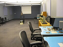 Screening room for the Reserve Film and Video collection; moviola and Steenbeck equipment are on the right
