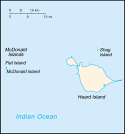 Map showing a large island with a smaller group of islands to the west