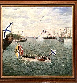 Wedding delegation in the Danish harbour, 1866