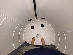 Inside of a flexible low pressure hyperbaric oxygen therapy chamber